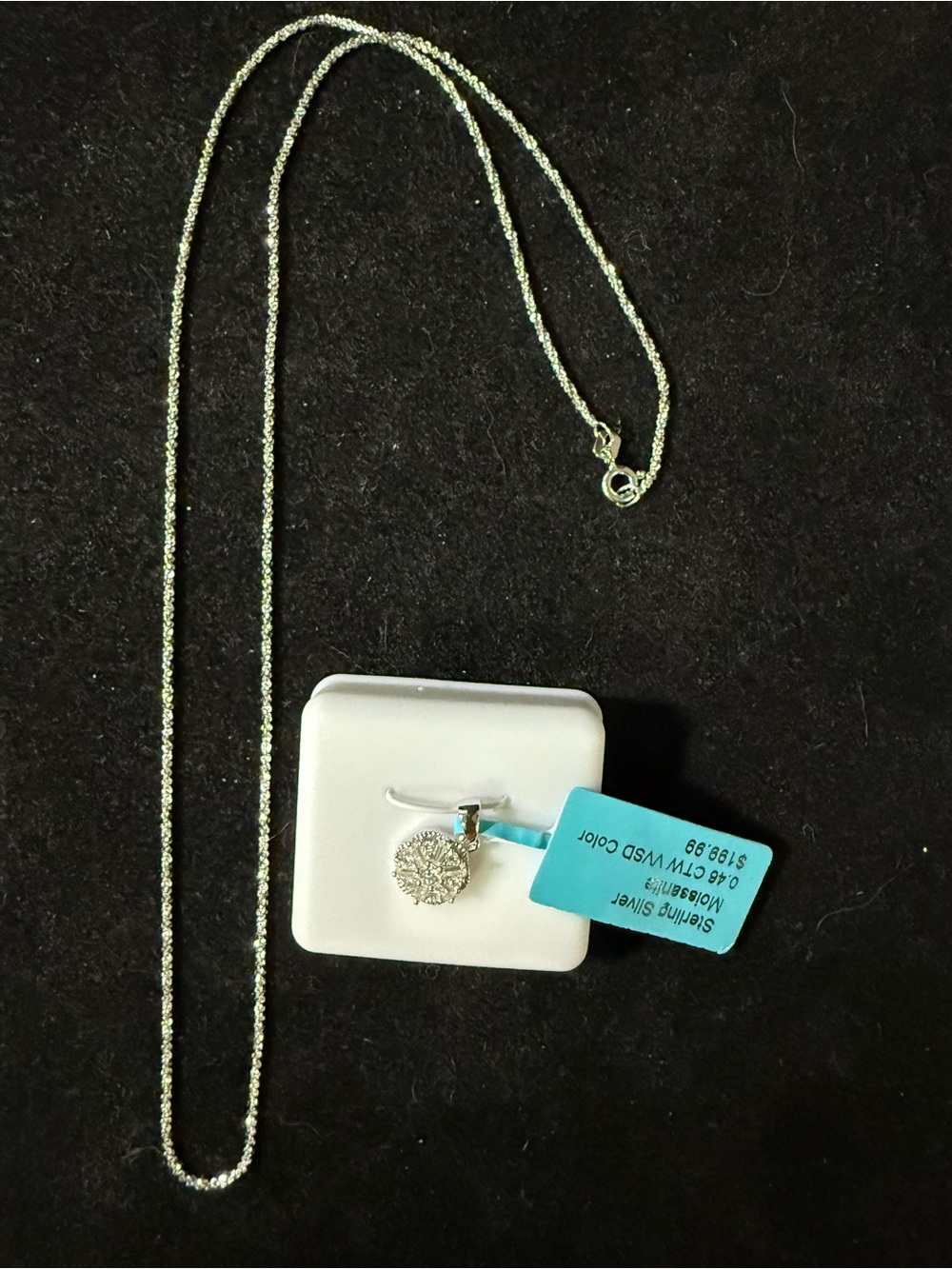 Sterling Silver Moissanite Flower Necklace (New) - Picture 2 of 5
